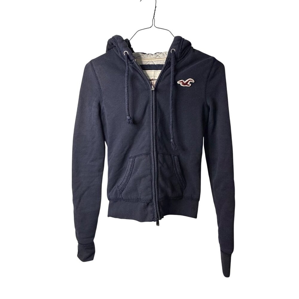 VTG Hollister Cali Y2K Full Zip Hooded Jacket Womens Small Navy Bella Swan core